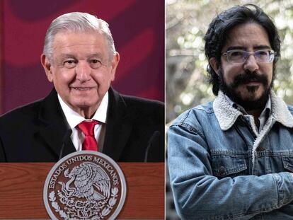 El presidente Andrés Manuel López Obrador y el historiador Pedro Salmerón.