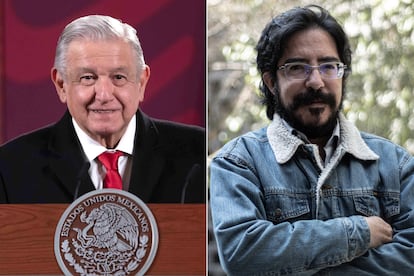 El presidente Andrés Manuel López Obrador y el historiador Pedro Salmerón.