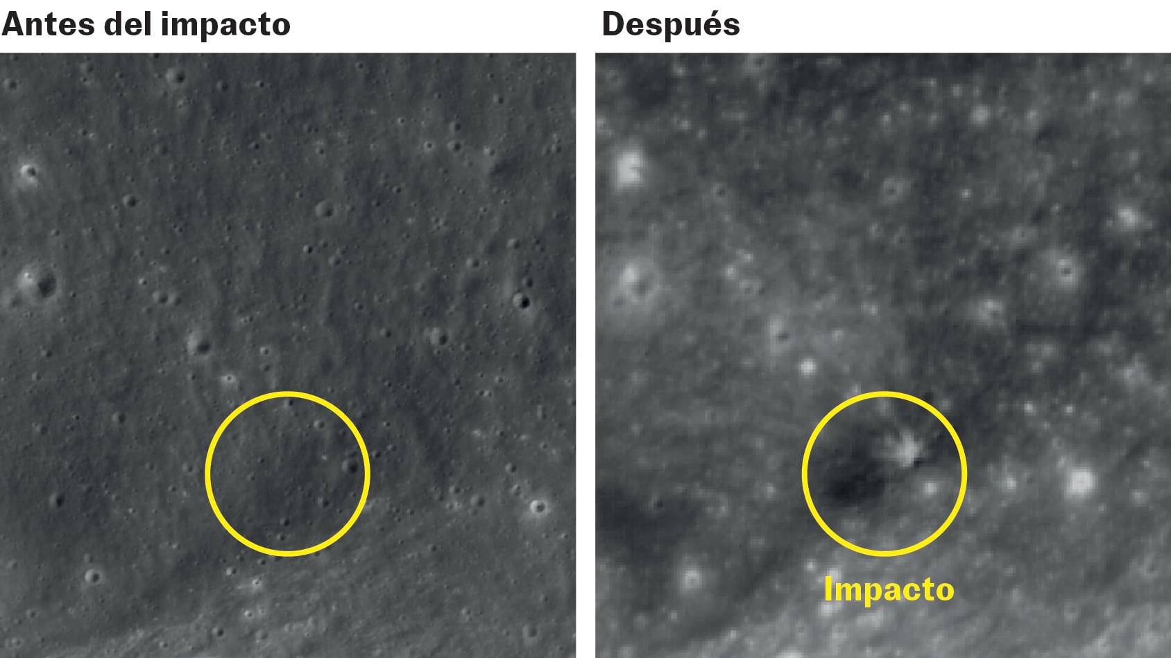 Así chocó contra la Luna el cohete perdido de Elon Musk: una sonda coreana capta el cráter que dejó el accidente