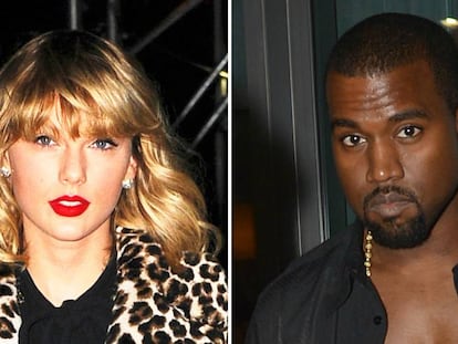 Los cantantes Taylor Swift y Kanye West.