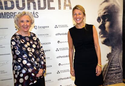 Juana de Grandes y Yolanda Díaz, el pasado 19 de septiembre en la presentación en Madrid de 'Labordeta, un hombre sin más'.  