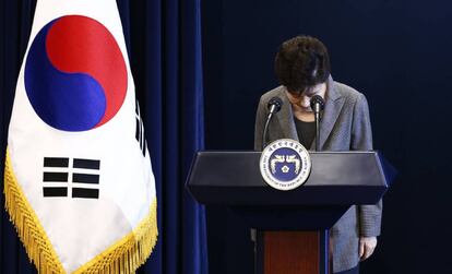 Park Geun-hye, durante un discurso ante la nación en Seúl en 2016.