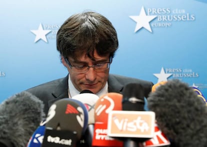 The former Catalan regional premier Carles Puigdemont in Brussels.