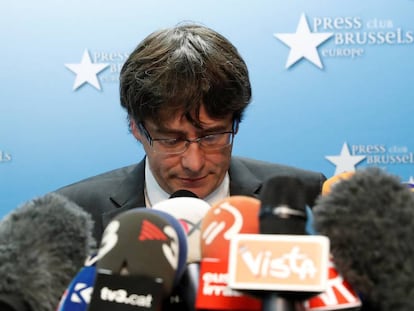 The former Catalan regional premier Carles Puigdemont in Brussels.