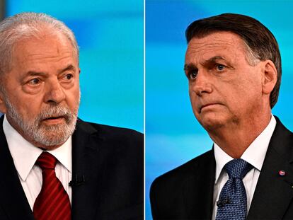 Lula y Bolsonaro, el viernes por la noche, en el último debate electoral antes de los comicios presidenciales del domingo.