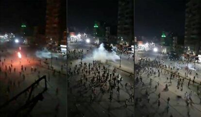 Imágenes de la confrontación entre manifestantes y fuerzas de seguridad en las calles de Suez (en la costa del mar Rojo), el pasado 22 de septiembre.