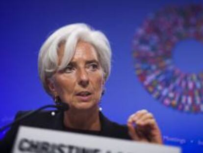 En la imagen un registro de las directora gerente del Fondo Monetario Internacional (FMI), Christine Lagarde, quien se expresó complacida por el hecho de que la posición de Brasil haya podido ser rectificada y clarificada. EFE/Archivo