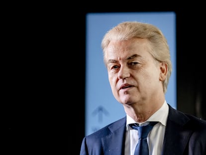 The Hague (Netherlands), 01/02/2024.- El líder ultra Geert Wilders, a su llegada a una nueva ronda de negociación para formar Gobierno el pasado 1 de febrero.