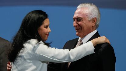 Grace Mendonça e Temer no dia 7 de março, em Brasília.