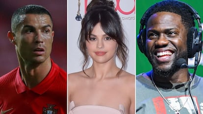 Cristiano Ronaldo, Selena Gomez y Kevin Hart.