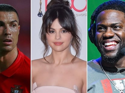 Cristiano Ronaldo, Selena Gomez y Kevin Hart.