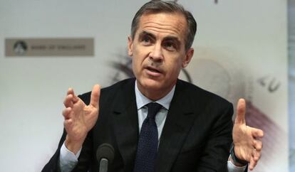 El gobernador del Banco de Inglaterra, Mark Carney, durante la comparecencia de este martes.