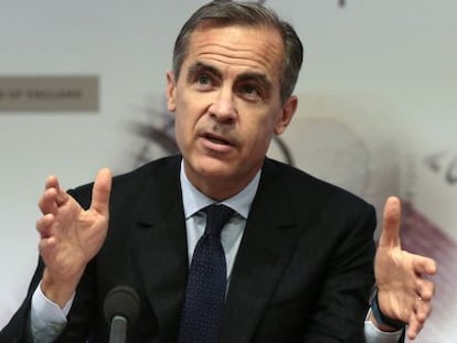 El gobernador del Banco de Inglaterra, Mark Carney, durante la comparecencia de este martes.