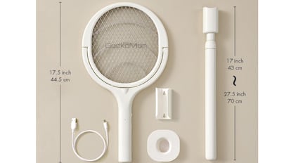 raqueta multiusos con luz ultravioleta para matar todo tipo de moscas y mosquitos.