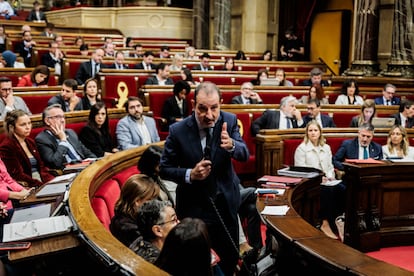 Un momento de la intervención del consejero Ramon Espadaler en el Parlament. / Sergi Ramos Ladevesa (Parlament)