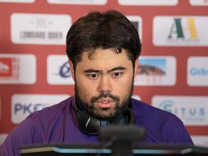 Hikaru Nakamura, durante una conferencia en el Festival de Gibraltar de 2019