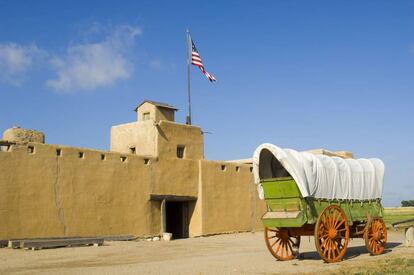 Fuerte de adobe de 1840 reconstruido en Santa Fe.