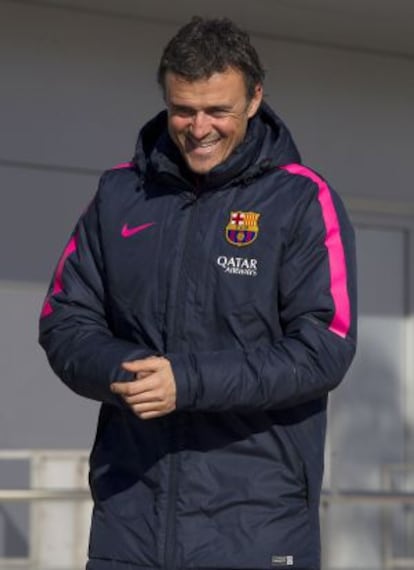 Luis Enrique durante el último entrenamiento.
