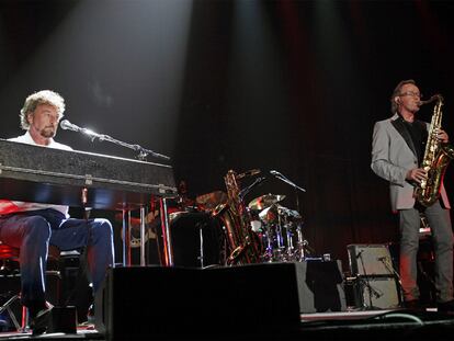 Rick Davies al teclado y John Helliwell durante el concierto de Supertramp en Barcelona.