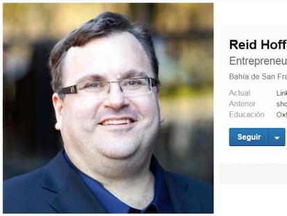 Reid Hoffman en su perfil de LinkedIn, red social que creó en 2002.