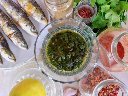 Chermoula (salsa magrebí de cilantro, ajo y especias)