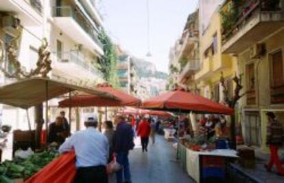 Mercado de Exarchia en Atenas.