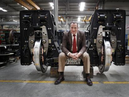 Jos&eacute; Luis L&oacute;pez G&oacute;mez, pictured inside the Talgo train factory, just outside Madrid.  