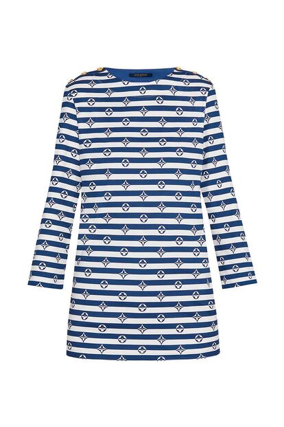 Camiseta de rayas marineras en punto de algodón y manga tres cuartos, de Louis Vuitton.