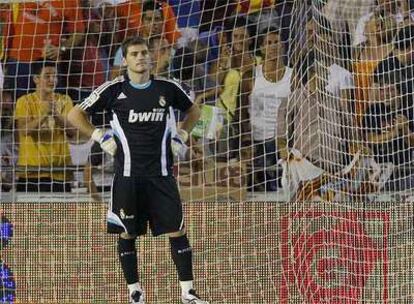 Íker Casillas, en el primer duelo de la Supercopa, en Mestalla