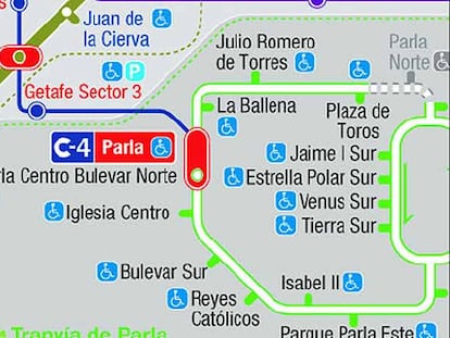 El mapa diseñado por la Asociación Amigos del Metro incluye el tranvía de Parla.