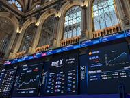 Paneles de la Bolsa de Madrid.