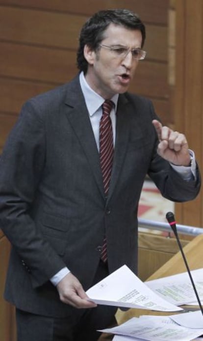 Feijóo, ayer, durante el debate en el hemiciclo.
