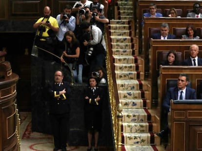 Pablo Iglesias, durante su intervención en el debate de investidura. 