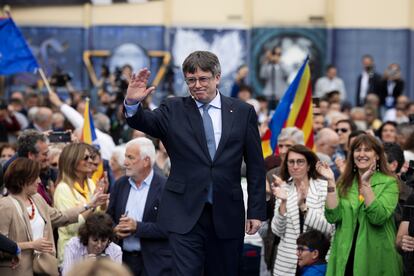 Acto de presentación de la candidatura de Junts con Carles Puigdemont, el pasado sábado en Elna (Francia).