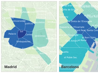 Estos son los barrios de Madrid y Barcelona con más pisos de Airbnb