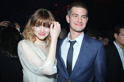 Emma Stone y Andrew Garfield durante el estreno de la película 'The Amazing Spider-Man 2'.