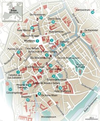 Mapa de Brujas.
