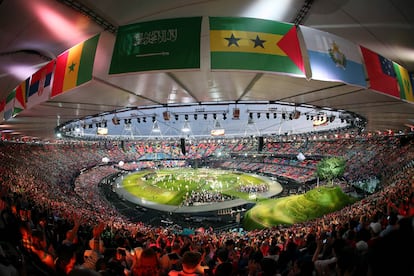 Un momento de la gala celebrada en el primer estadio desmontable. 