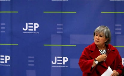 La presidenta de la Jurisdicción Especial para la Paz (JEP), Patricia Linares, en Colombia.