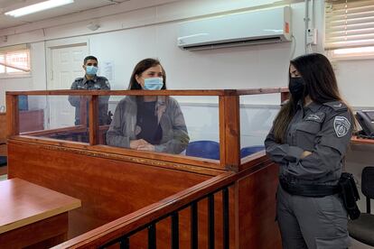 La trabajadora humanitaria española Juana Ruiz, el lunes en el tribunal militar de Ofer, en Cisjordania.