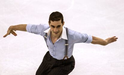 Javier Fernández durante su actuación en el City Garden de Boston.