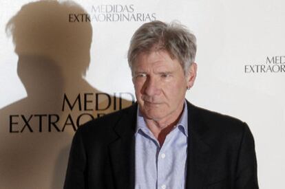 Harrison Ford, ayer por la mañana, en la presentación en Madrid de <i>Medidas extraordinarias.</i>