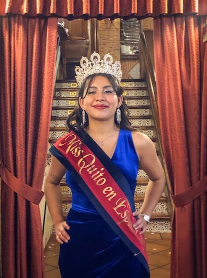 Helen Samaniego, minutos después de ser coronada Miss Quito en España 2023.