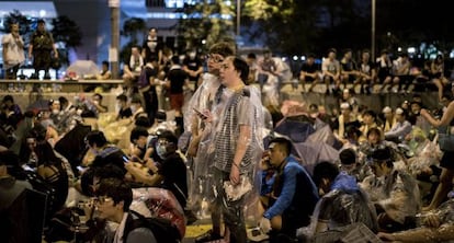 Manifestantes en Hong Kong.