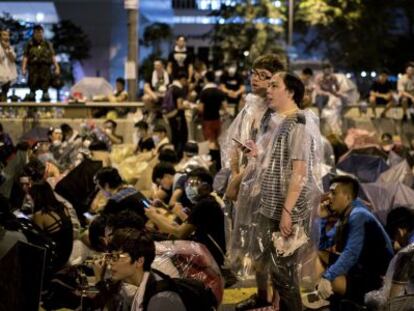 Manifestantes en Hong Kong.