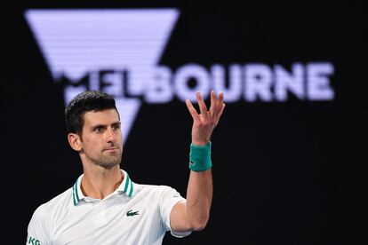 Djokovic, en la final del Open de Australia de 2021 contra Medvedev.