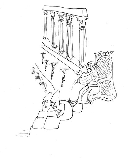 Dibujo de Peridis para ilustrar su novela 'El cantar de Liébana'.