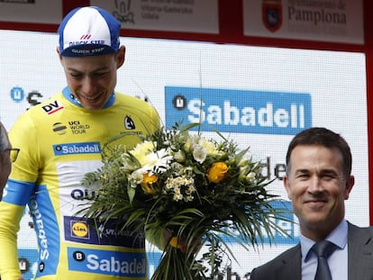 David de la Cruz, este jueves con el maillot de l&iacute;der de la Vuelta al Pa&iacute;s Vasco. 