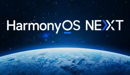 Logotipo de HarmonyOS NEXT con fondo de planeta