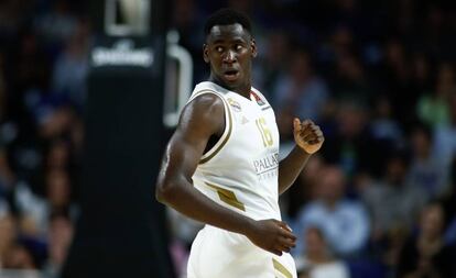 Garuba, durante el partido de Euroliga entre el Real Madrid y el Alba de Berlin.